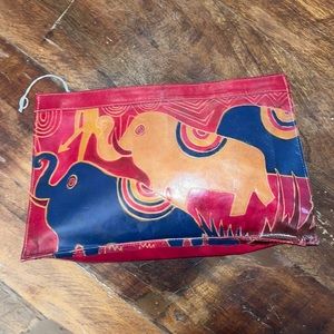 Vintage elephants leather clutch